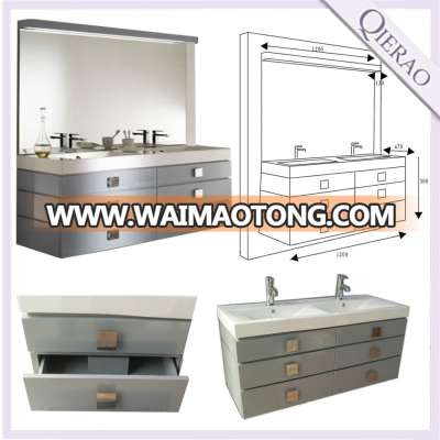 Double ceramic basin solid wood modern bathroom GB-A1010