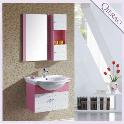 Qierao LD-25-60 60CM Italian Cheap Modern Pink Wall Hung PVC Bathroom Vanity