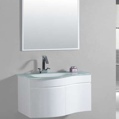 QIERAO Curved PVC Waterproof Bathroom Cabinet Modern GBL-9332