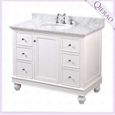 42 inch white modern bathroom cabinet vanity with ceramic sink