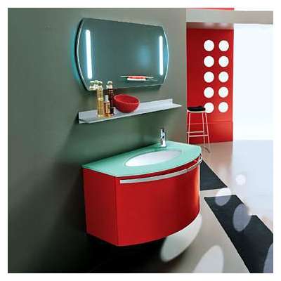 Modern red curve PVC bathroom cabinet 105-1