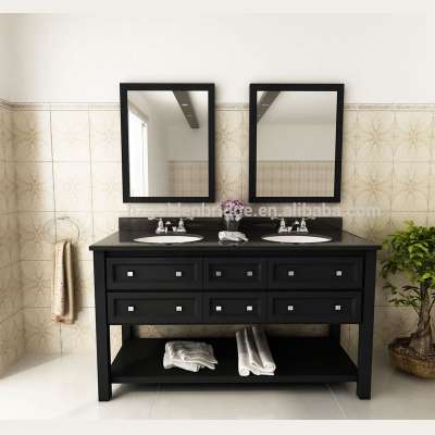 black double sink 60inch luxury hotel bathroom vanity