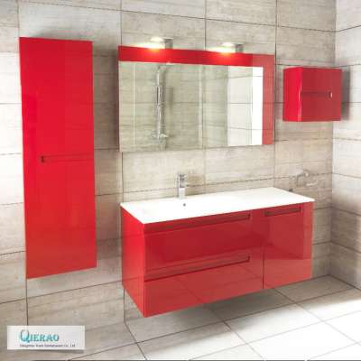 Glossy Red Wall Hanging Furniture Cabinet Italian Bathroom Vanity