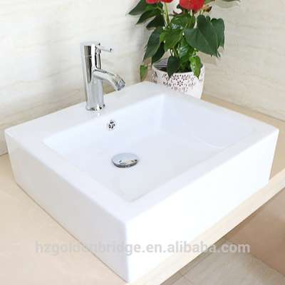 Square Lavatory White Porcelain Ceramic Art Vessel Sink Portable Wash Basin