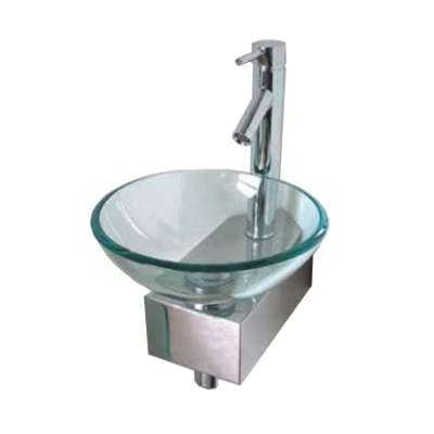 QIERAO Wall-hung Round Glass Wash Sink GBG646