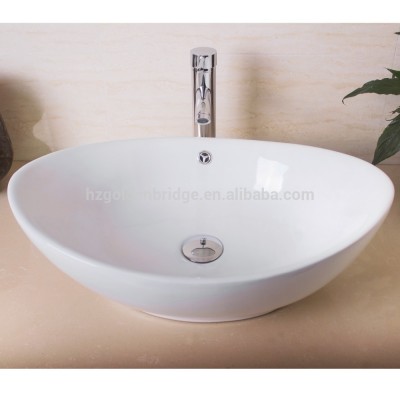 Bathroom Boat Shape Art Basin Lavatory Porcelain Ceramic Vessel Vanity Sink with Chrome Faucet